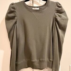 Rebecca Minkoff Olive Green Puff Sleeve Sweater